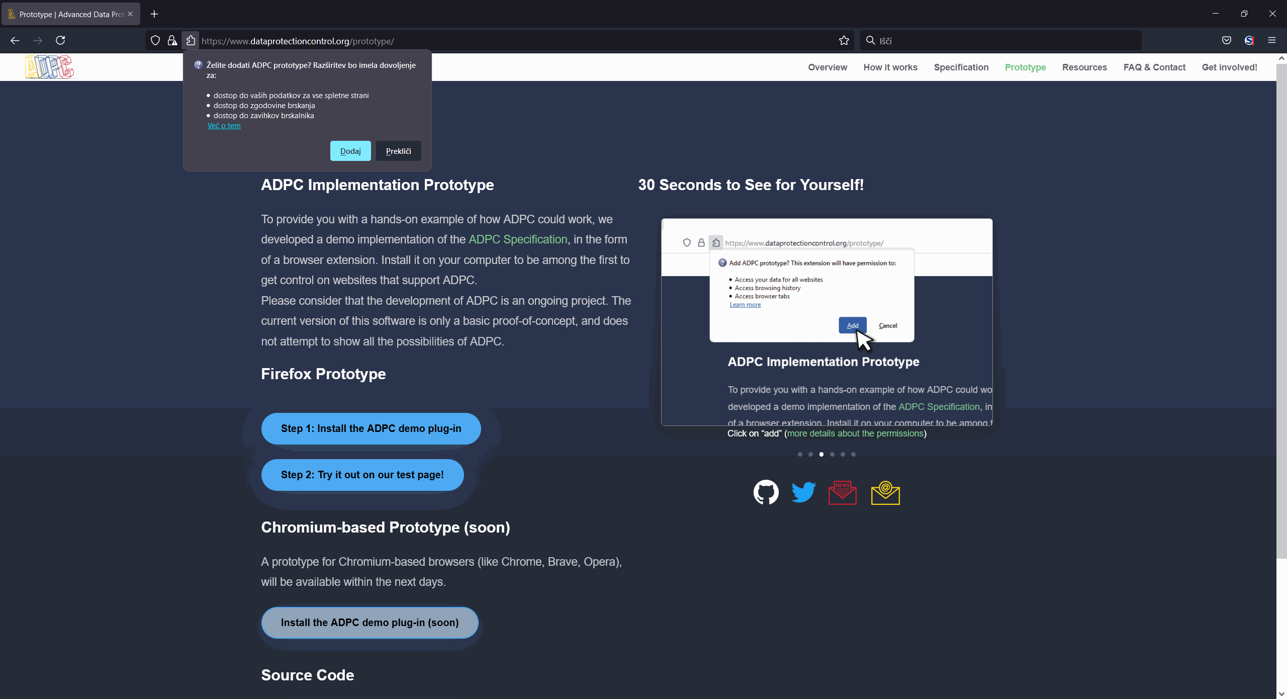 Namestitev dodatka v Firefox